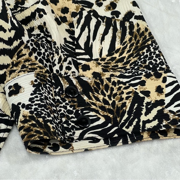 Notations animal print button down leopard tiger xl blouse attached black tank - Picture 14 of 14